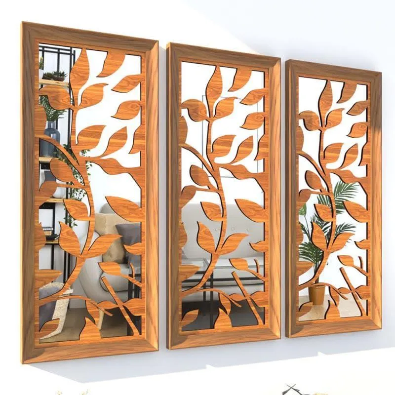Leafie Decorative MDF Wall Accent (Orange) - Set Of Three media 3