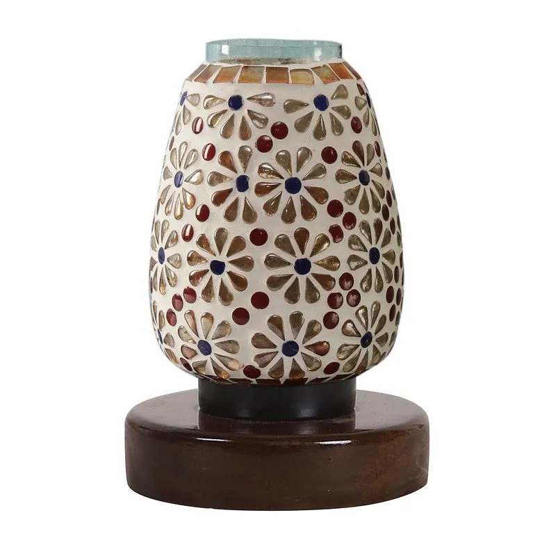 Glowsyn Glass Table Lamp With Wooden Base - Multicolor media 5