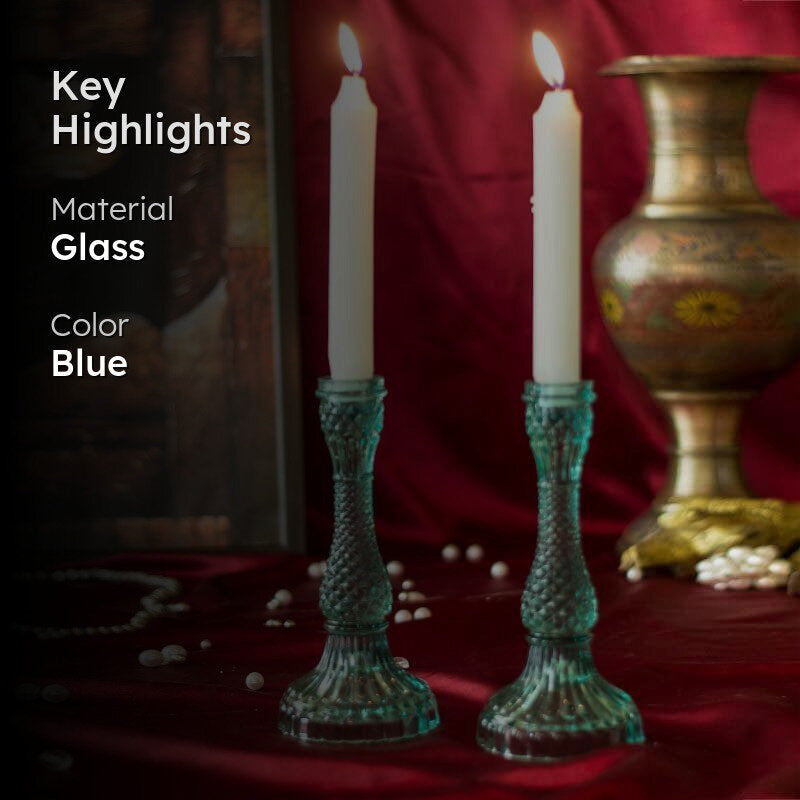 Roxxy Candle Stand (Sea Blue) - Set Of Two media 2
