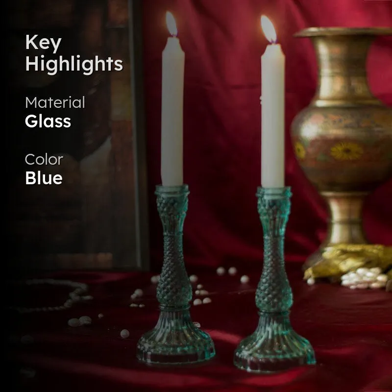 Roxxy Candle Stand (Sea Blue) - Set Of Two media 2