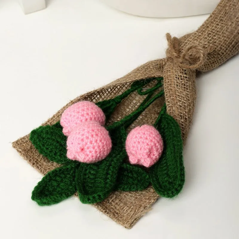 Crochet Handmade Rose Bouquet (Pink) - Set Of Three media 6
