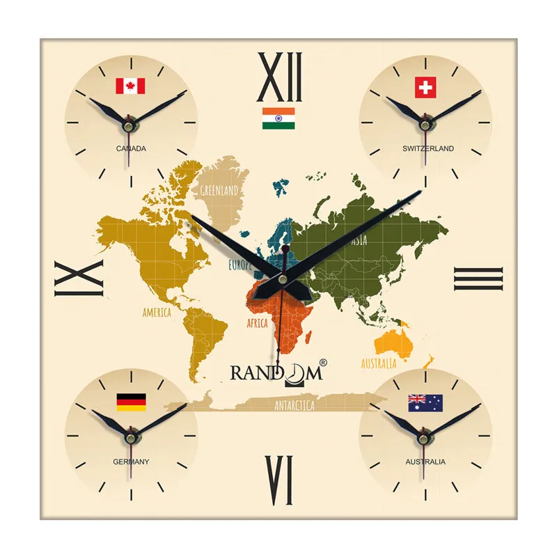 World Time Zone Wall Clock - Beige media 3