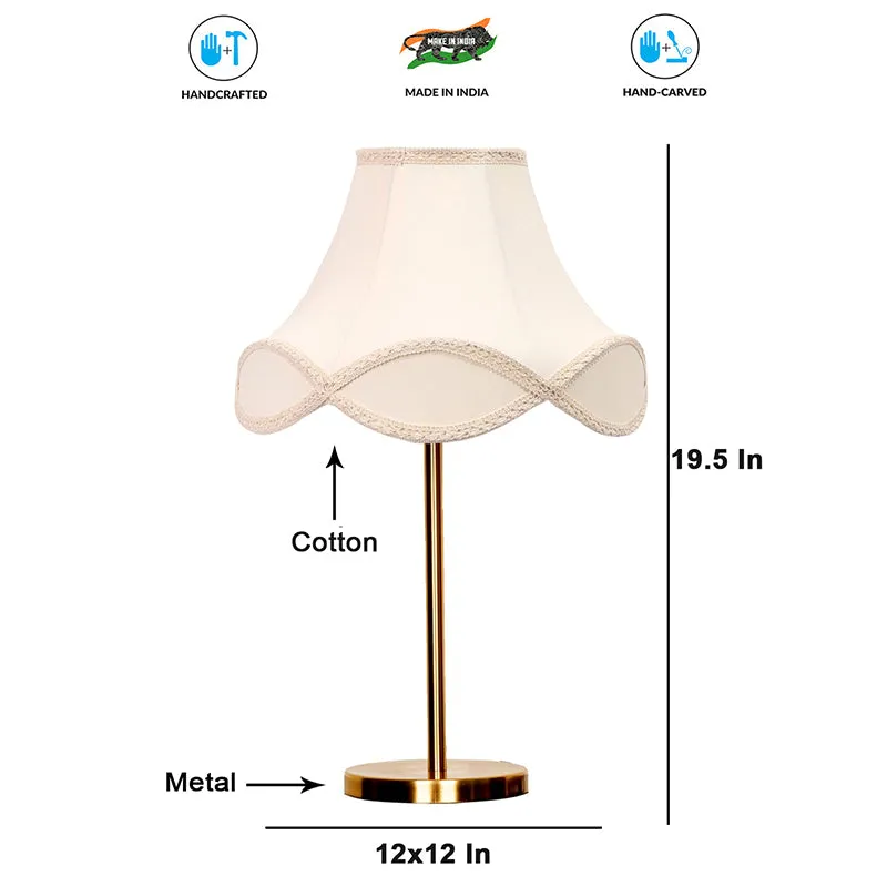Misty Glow Cotton & Metal Table Lamp - White,Gold media 4