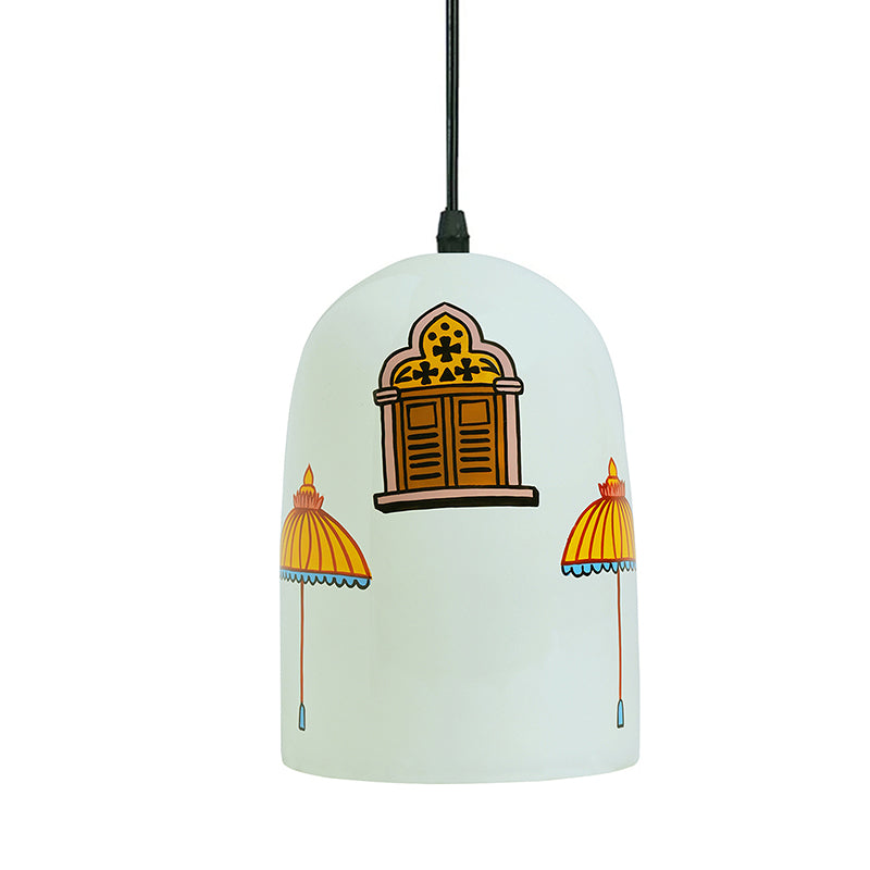 Royal Canopy Hand Painted Glass Ceiling Lamp media 4