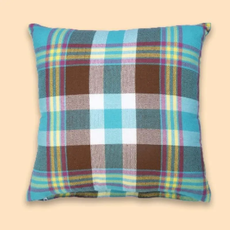 Happy Checks Cushion Cover - Blue - Set Of Five media 1