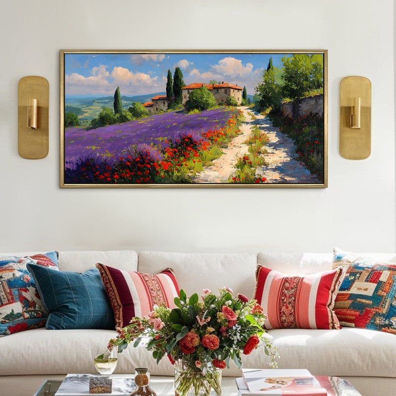 Violet & Vermilion Canvas Wall Painting With Frame