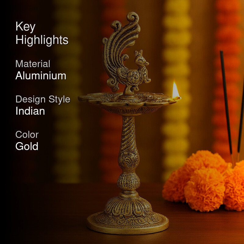 Antique Mayur Diya - Gold media 2