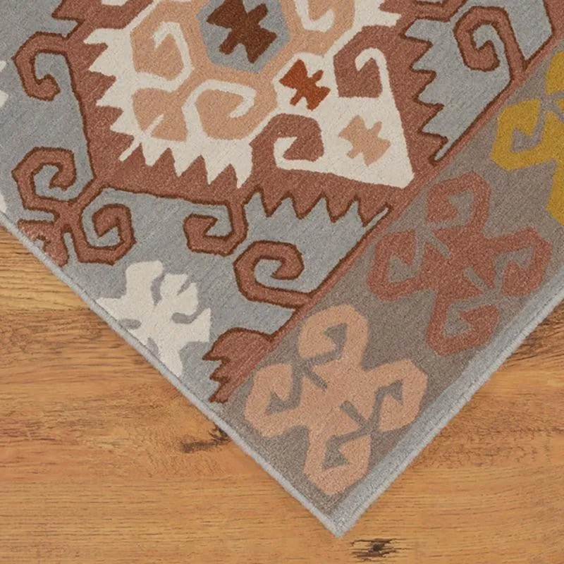 Fredegar Hand Tufted Ethnic Wool & Nylon Carpet - Grey media 6