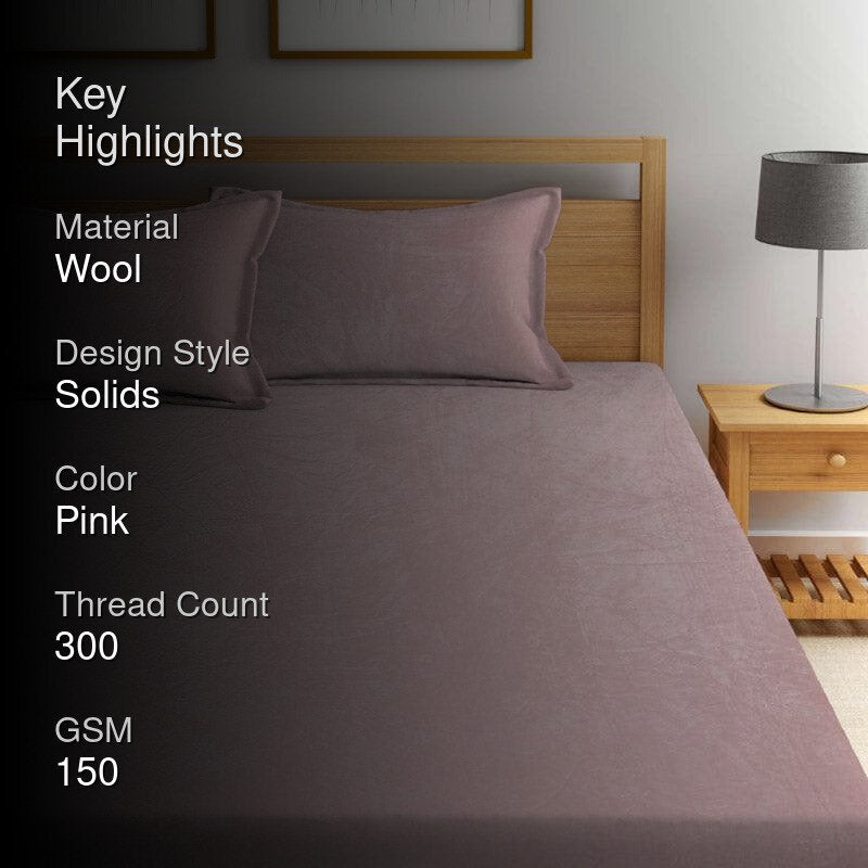 Pristine Charm Warm Wool Bedsheet (Pink) - 150 GSM media 2