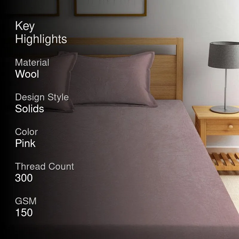 Pristine Charm Warm Wool Bedsheet (Pink) - 150 GSM media 2