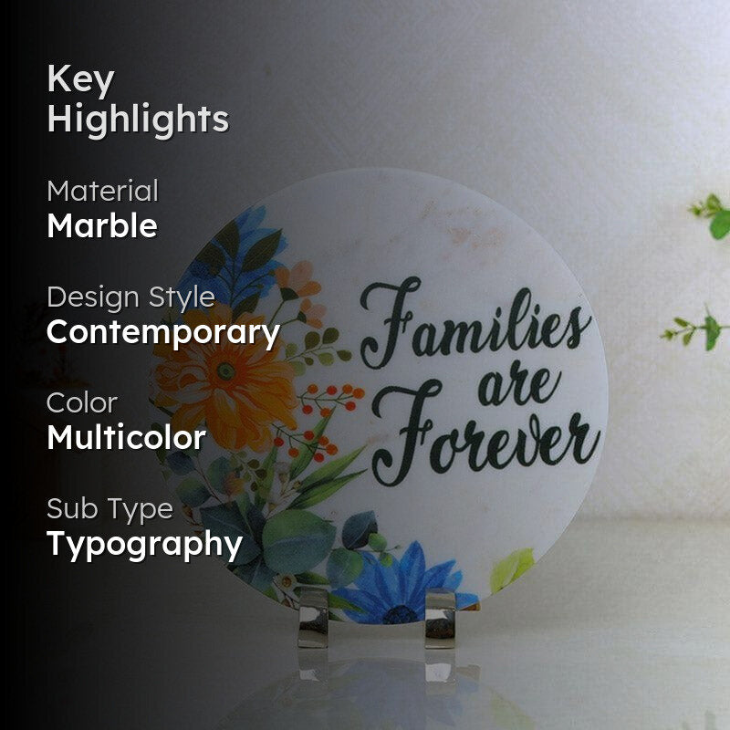 Families Are Forever Floral Printed Marble Showpiece media 2