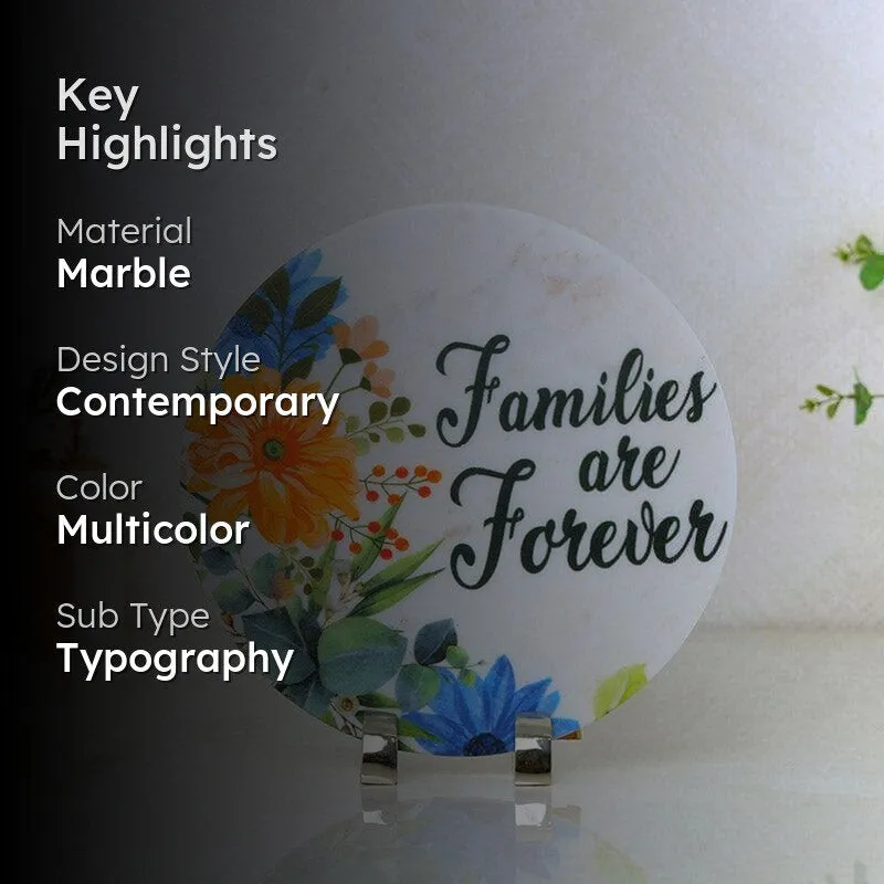 Families Are Forever Floral Printed Marble Showpiece media 2