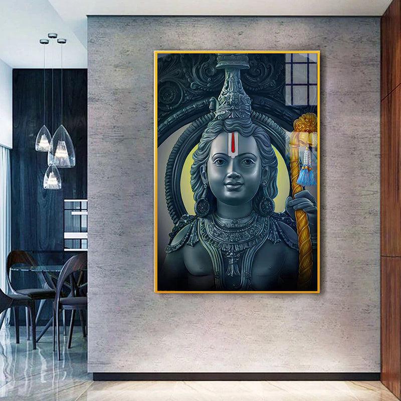 Divyash Lord Ram Spiritual Canvas Wall Art With Frame - Gold