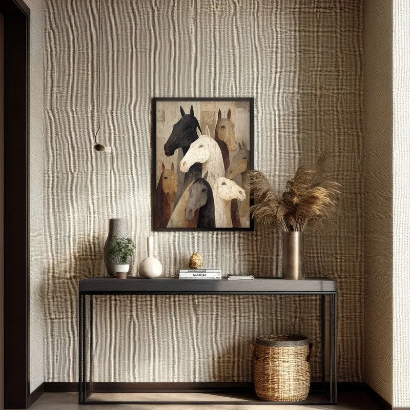 Herd of Horses Wall Painting With Black Frame media 7