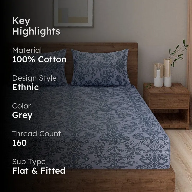 Swayam Royale Wrap Cotton Bedsheet (Blue) - 160 TC media 2