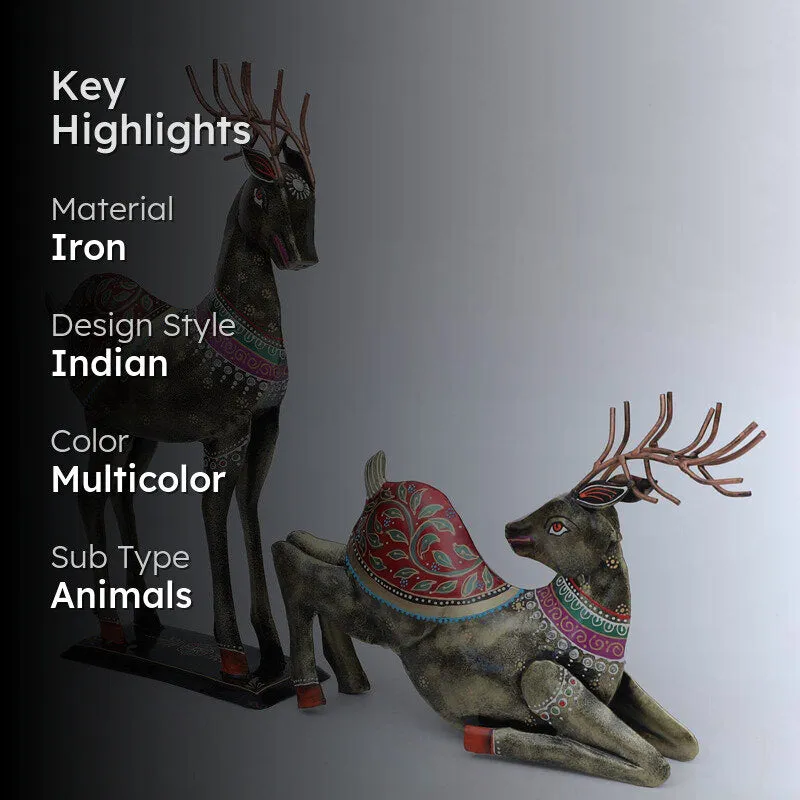 Ethnik Deer Duo Showpiece - Set Of Two media 2