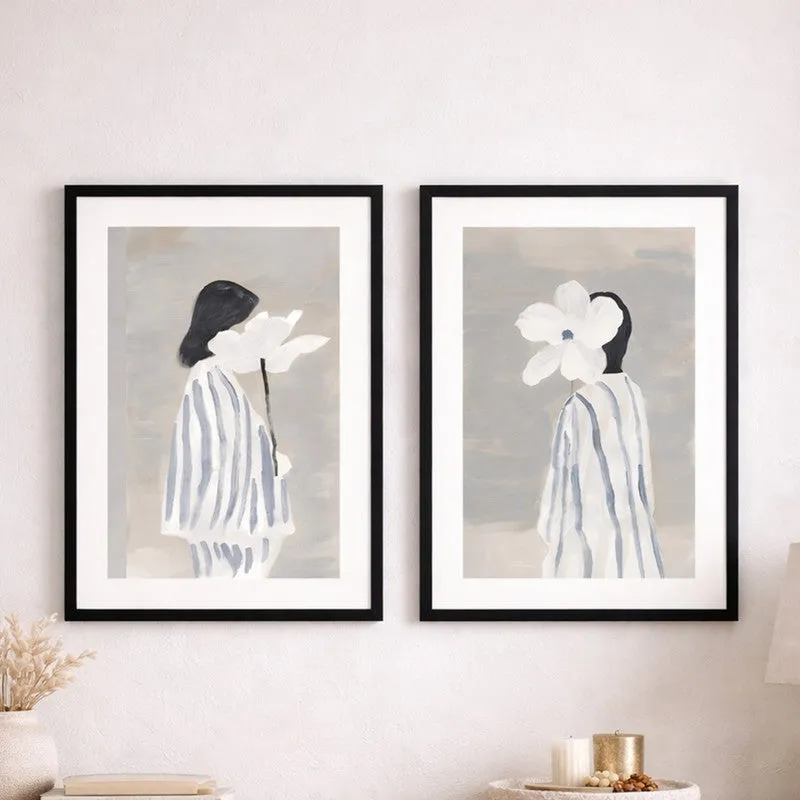 Striped Flora Wall Art With Frame - Set Of Two media 3