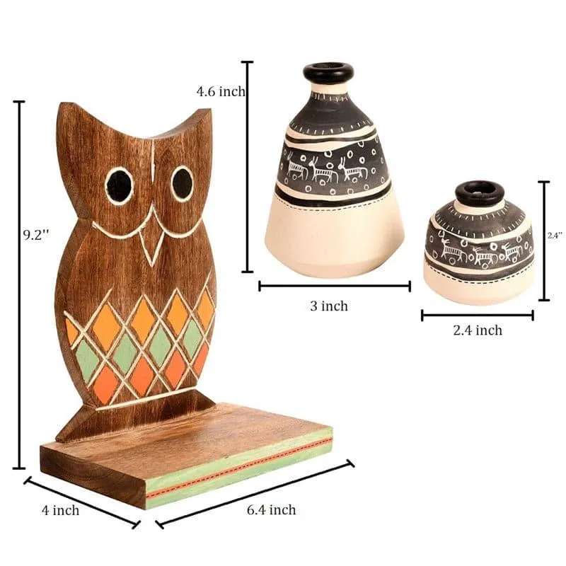 Owlery Wooden Wall Shelf With Pot - Set Of Three media 6