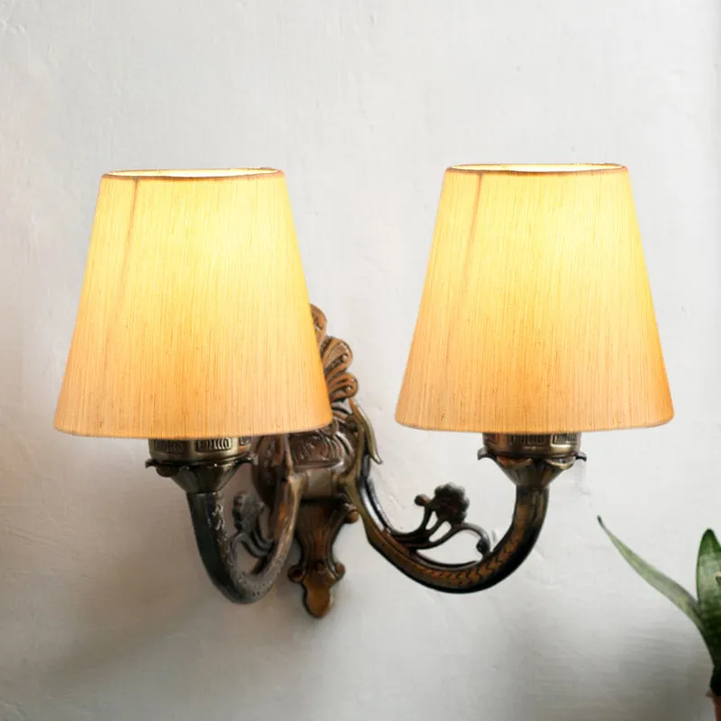 Vintage Duo Metal Wall Lamp - Beige & Metallic media 1
