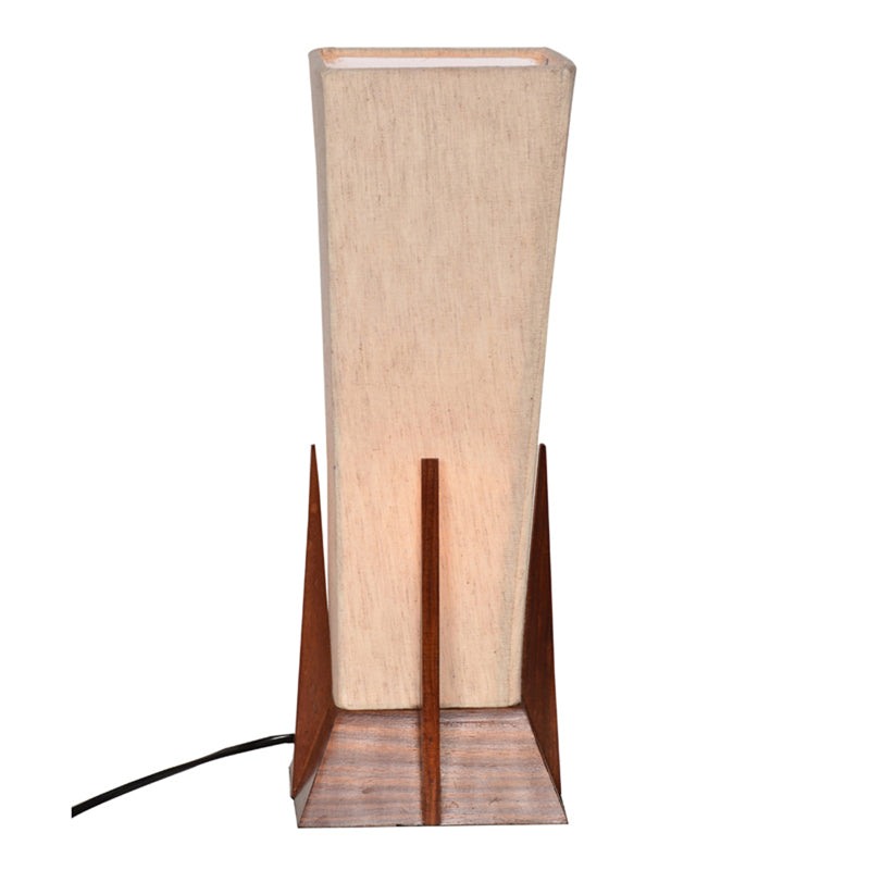 Sharvitha Handcrafted Sheesham Wood Table Lamp - Brown,Beige media 5