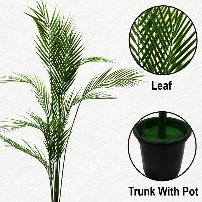 Fauxliage Artificial Areca Plant With Black Plastic Pot- 4 Feet media 3