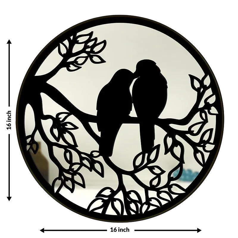 Round bird motif mirror with 16 inch size marked
