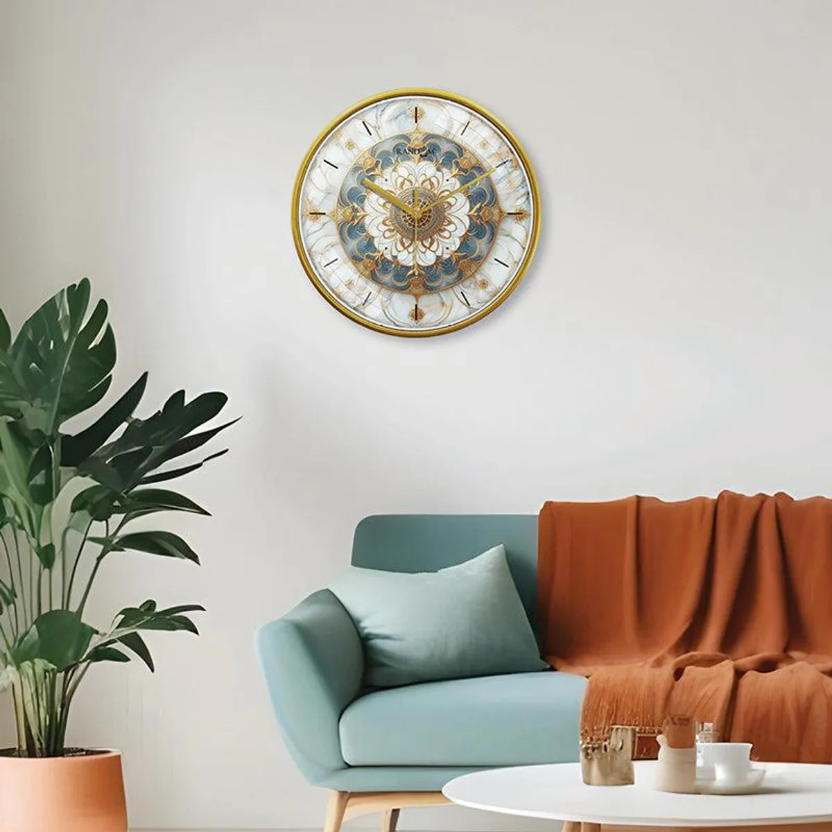 Wall Dial Elegant Motion Dial Analog Wall Clock with Gold Mandala Design | Vaaree