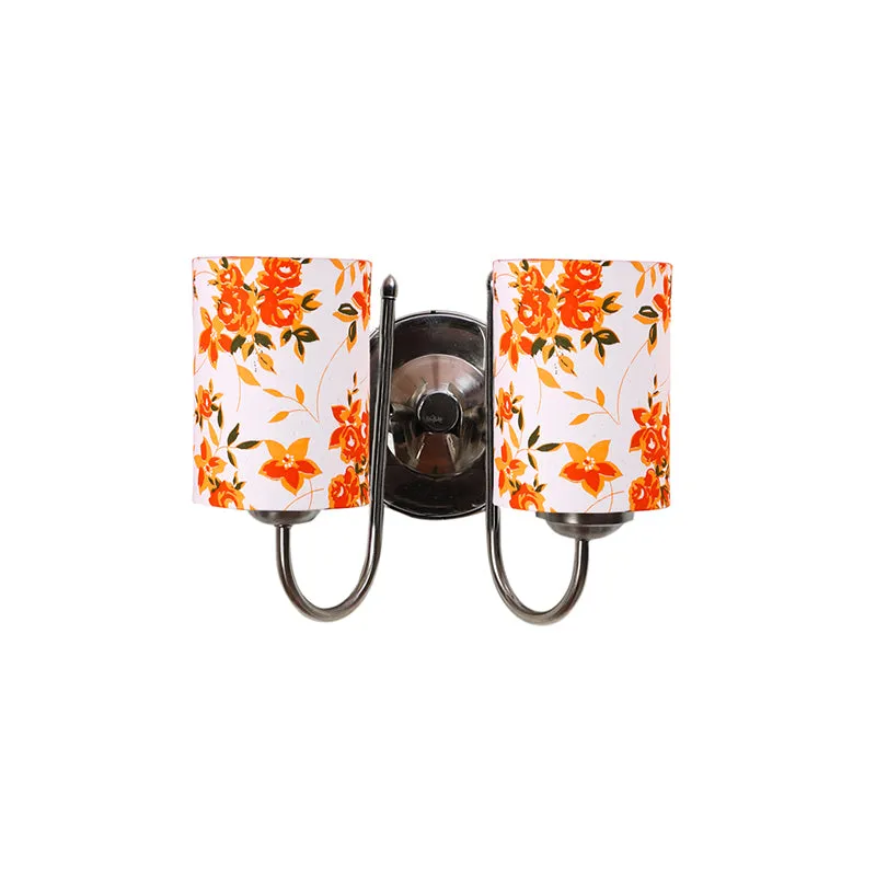 Veda Duo Ibis Floral Cylindrical Fabric & Metal Wall Lamp media 4