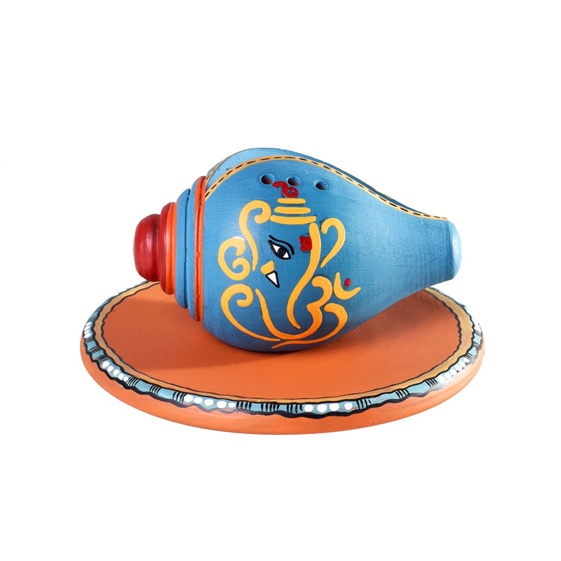 Swastika Conch Incense Holder (Royal Blue) - Two Piece Set media 3