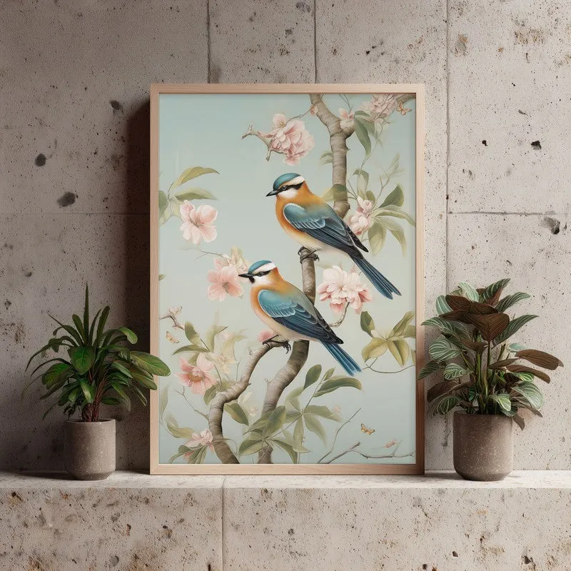Whimsical Aviary Archival Canvas Wall Art - Natural Brown Frame media 4