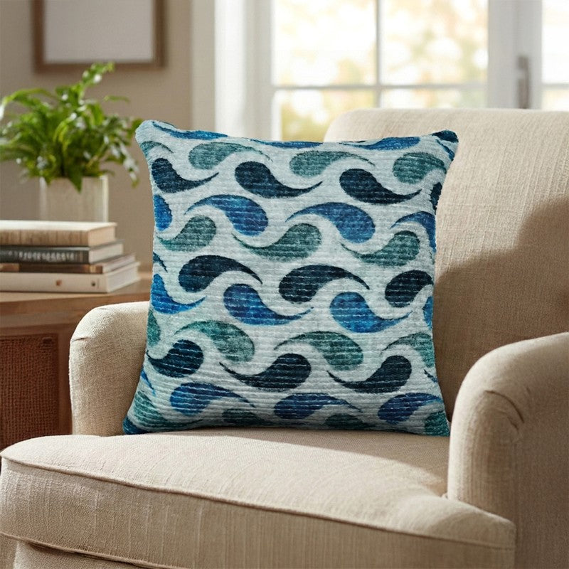 FloralDreamline Cushion Cover - Blue