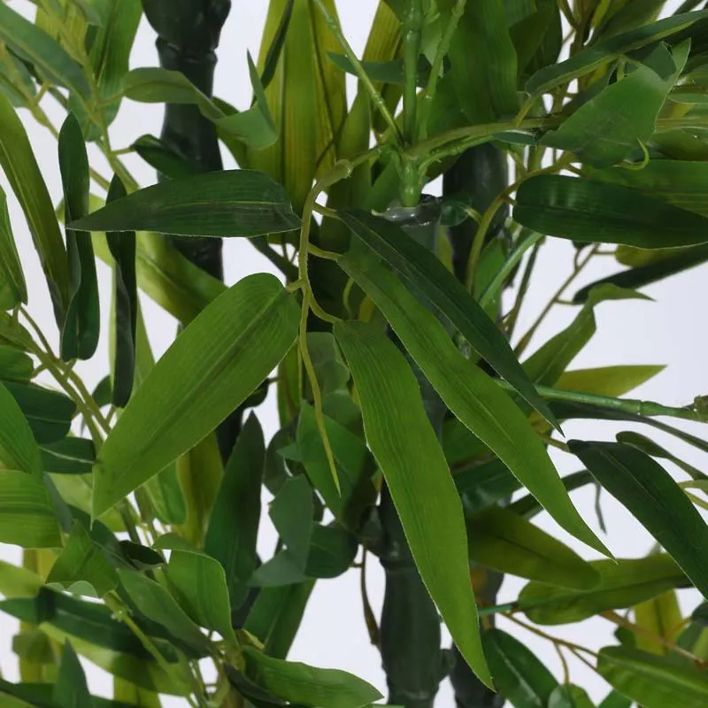 Faux Lush Bamboo Plant With Black Plastic Pot -5 Feet media 4