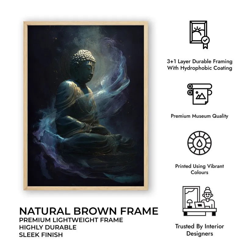 Aura of Awakening Buddha Archival Paper Wall Painting With Brown Frame media 9