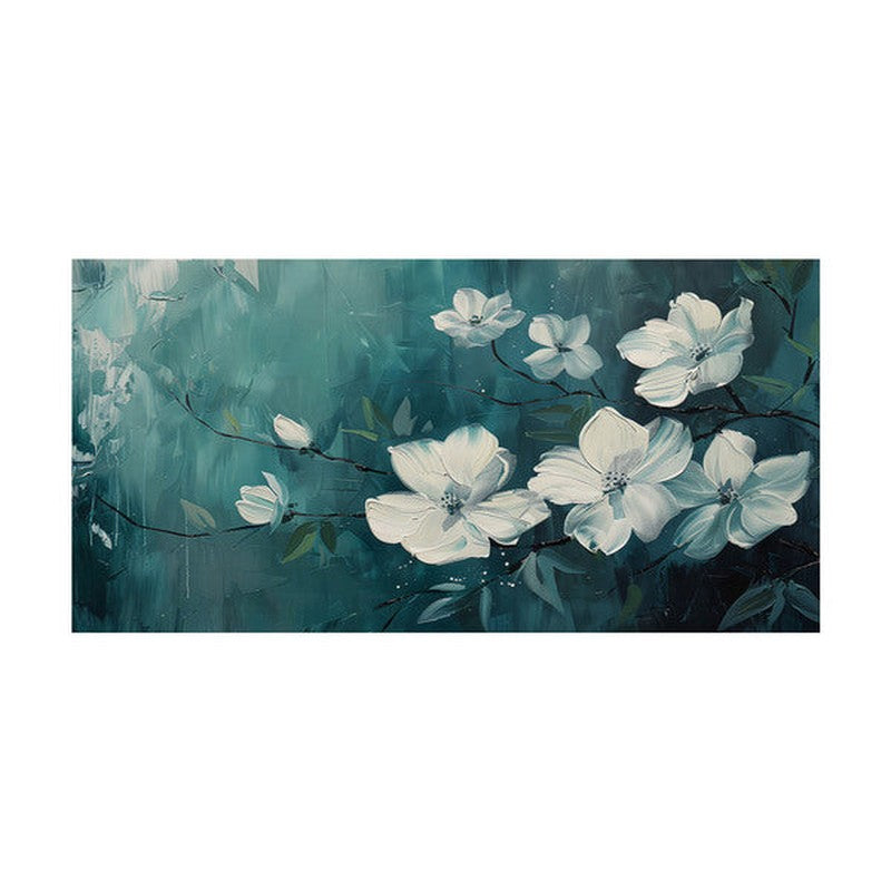 White Blooms Amid Green Serenity Wall Painting media 4