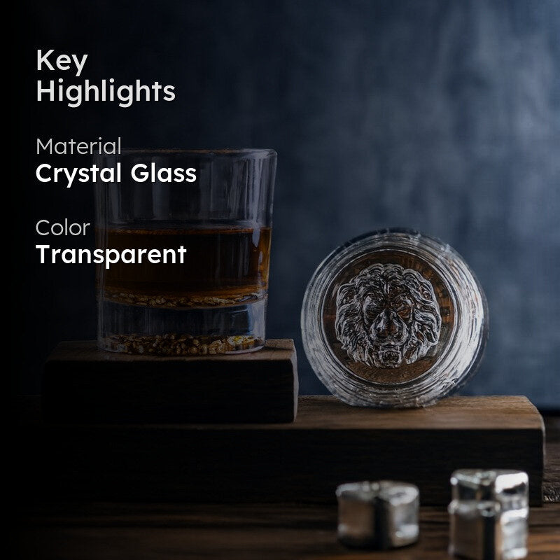 Lion Embossed Crystal Whiskey Glasses (290 mL Each) - Set Of Two media 2