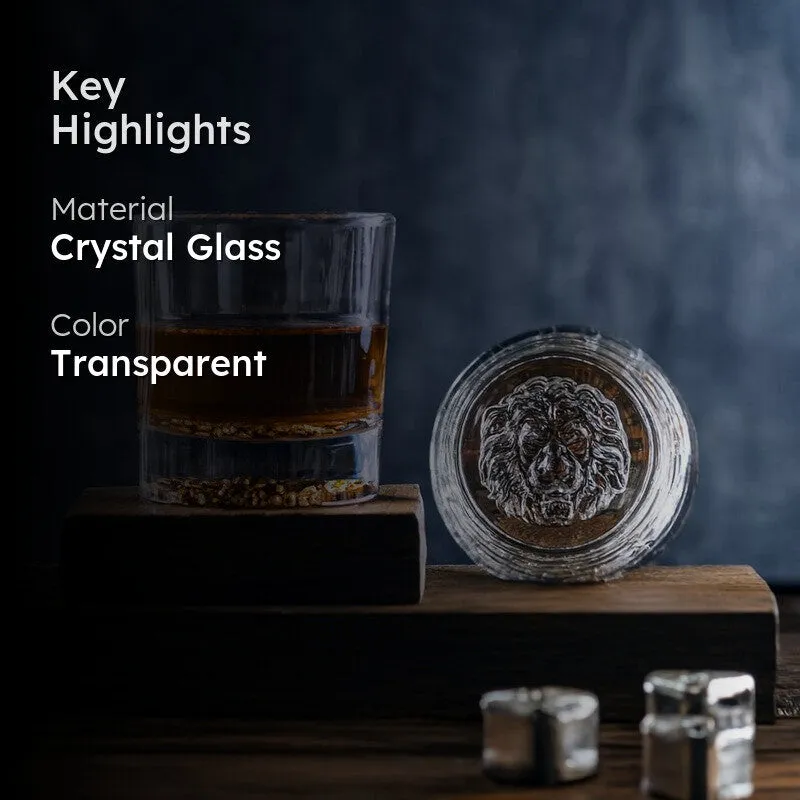 Lion Embossed Crystal Whiskey Glasses (290 mL Each) - Set Of Two media 2