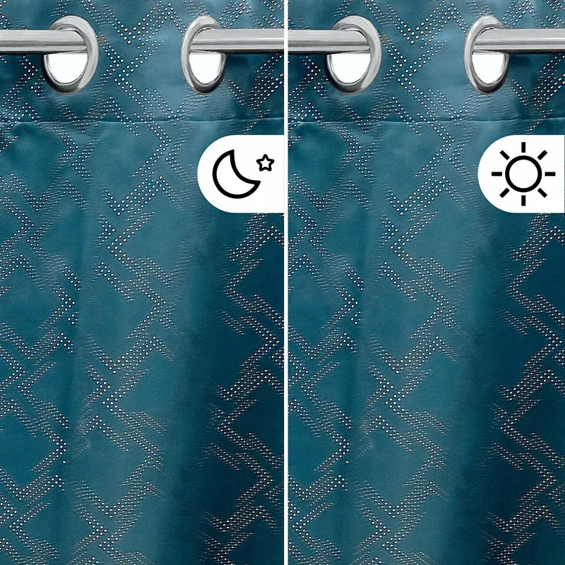 Acelynn Polyester Blackout Curtain (Blue) - Set Of Two media 6