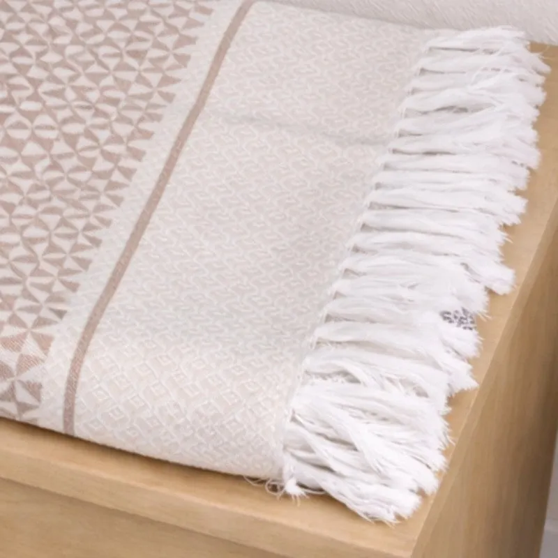 MosacStrip Cotton Hand & Bath Towel (Beige) - Set of Two media 6