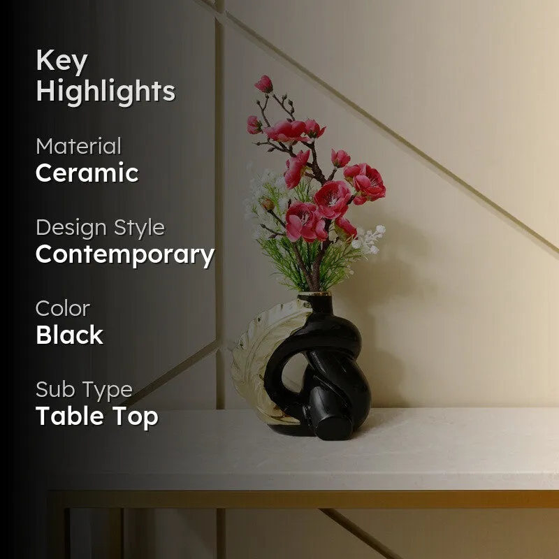 Elvion Modern Sculpted Art Vase - Black media 2