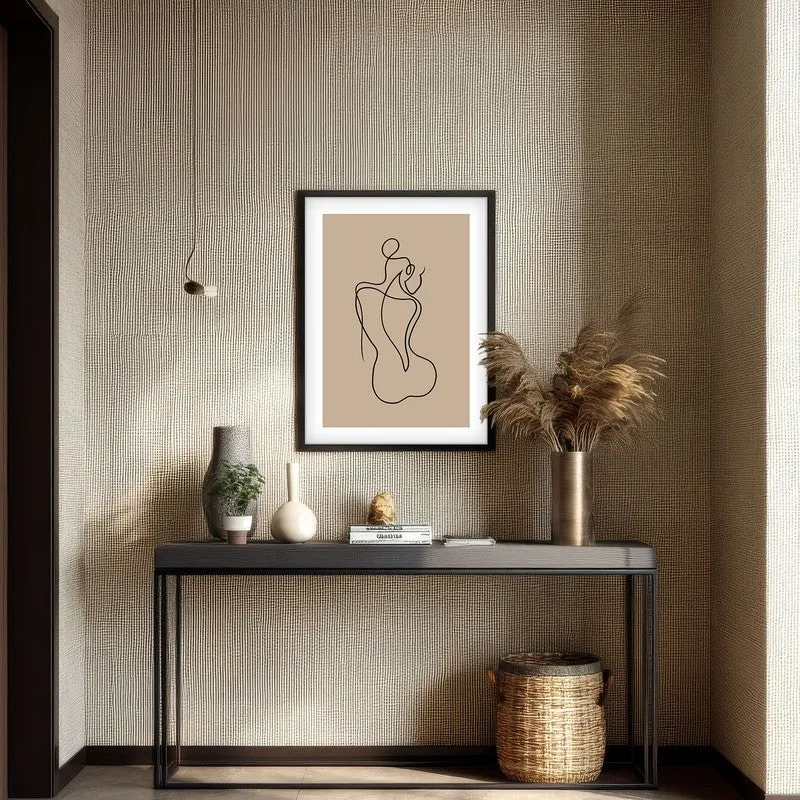 Vellum Nude Canvas Wall Painting With Black Frame media 4