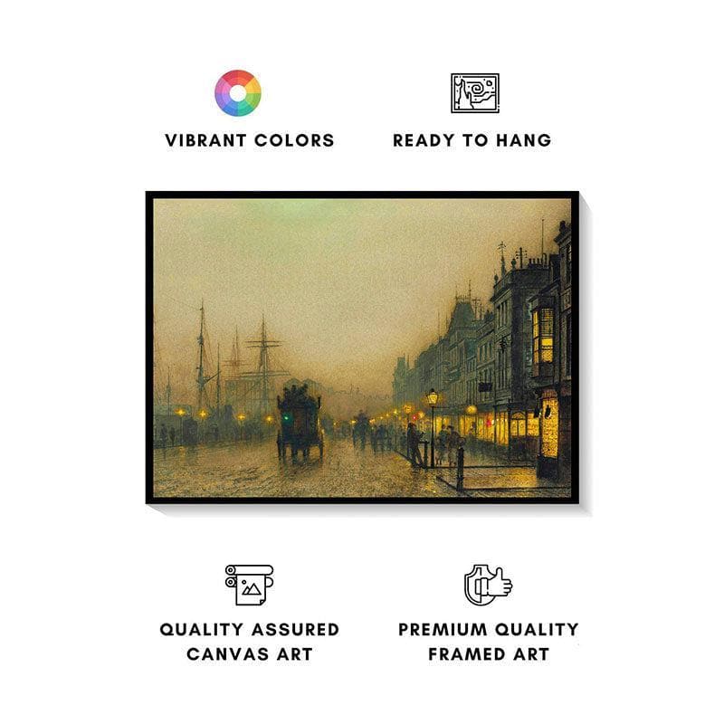Reekie, Glasgow Canvas Painting By John Atkinson Grimshaw - Black Frame media 4
