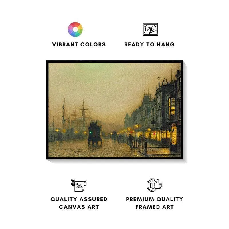 Reekie, Glasgow Canvas Painting By John Atkinson Grimshaw - Black Frame media 4