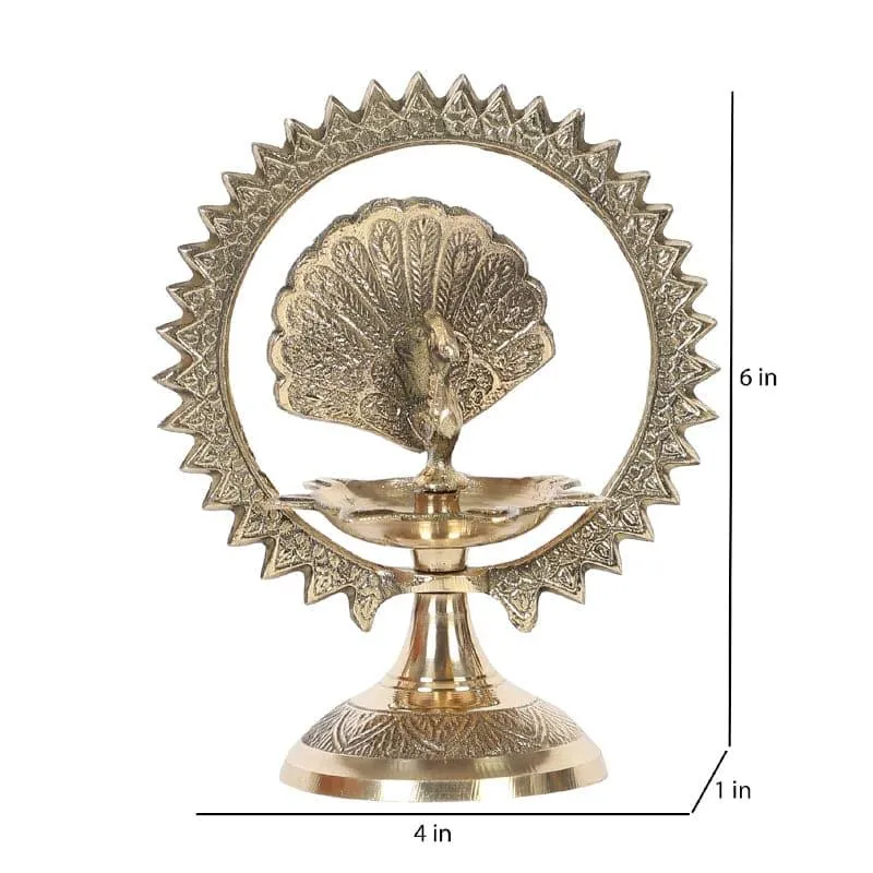Glory Brass Peacock Diyas - Set of Two - 6