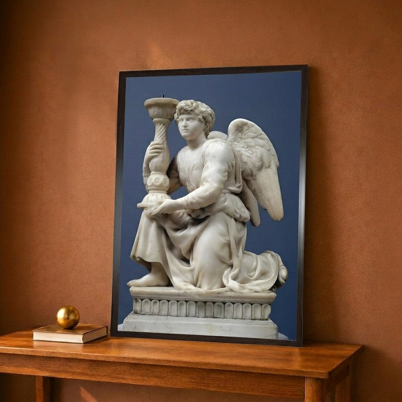 Angel Holding a Candelabra 1495 Canvas Wall Painting - 12 x 18 inches