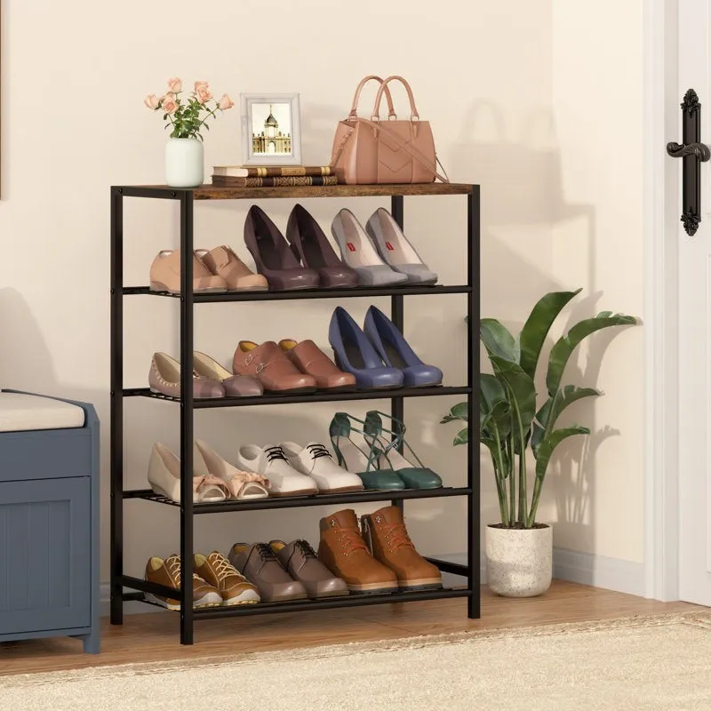 Strong Metal Shoe Rack - Black,Brown media 1