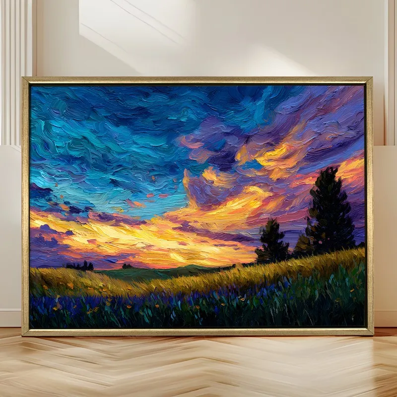 Violet Skies Canvas Wall Painting With Frame media 4
