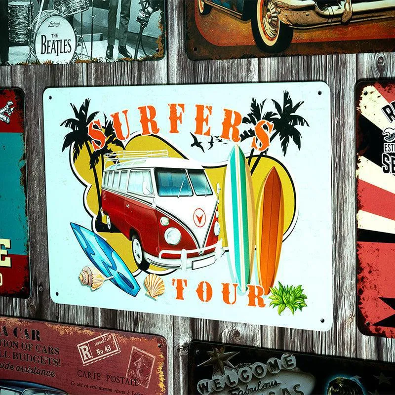 Surfer Tour Retro Metal Wall Accent media 1