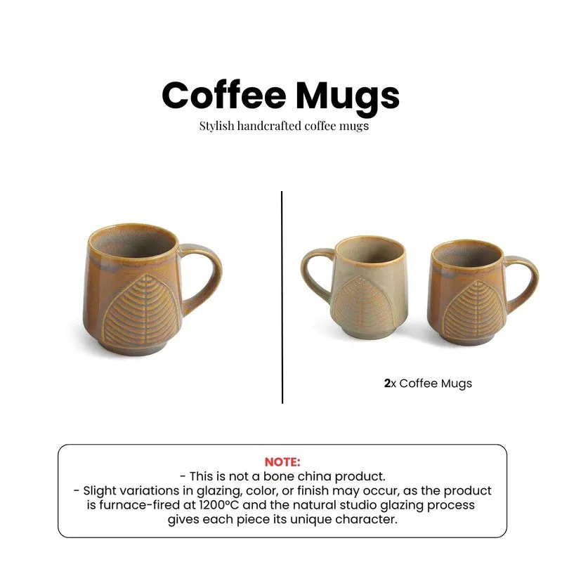 Leaf Ceramic Coffee Mug (300 mL Each) - Set Of Two media 7