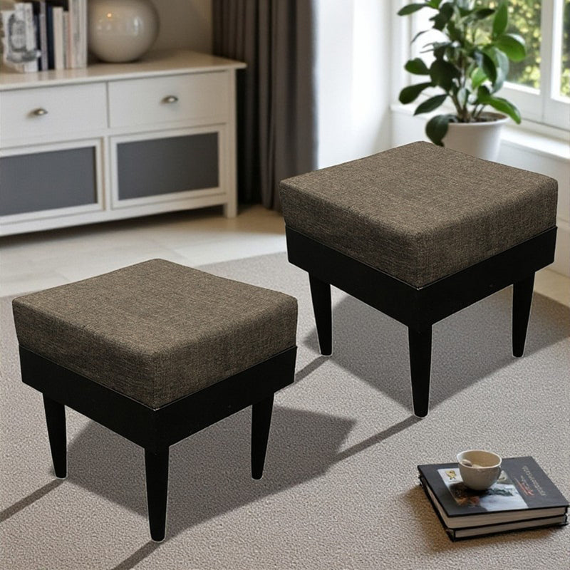Kirox Sheesham Wooden Stools (Brown) - Set Of Two