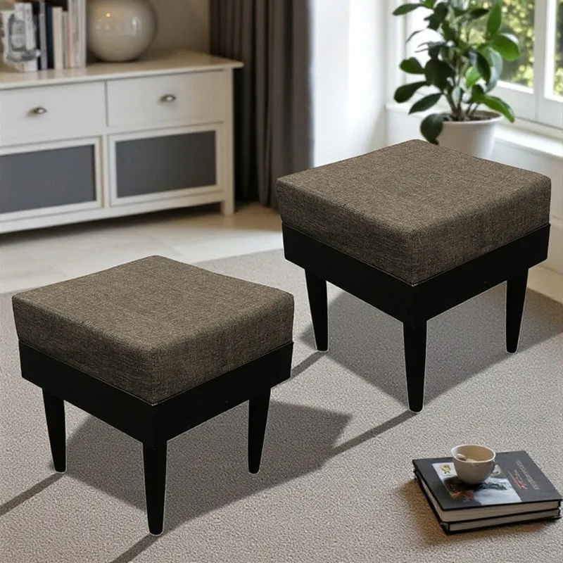 Kirox Sheesham Wooden Stools (Brown) - Set Of Two media 1